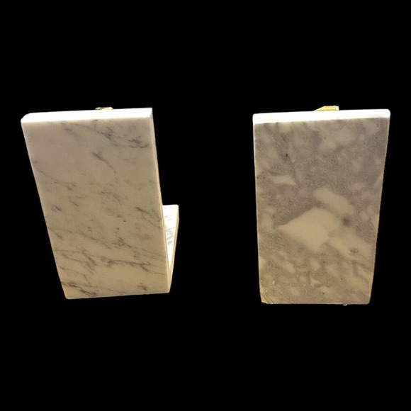 Anthropologie Sliced Bookends Green gold marbled Crystal heavy Beautiful Classy - Picture 7 of 16